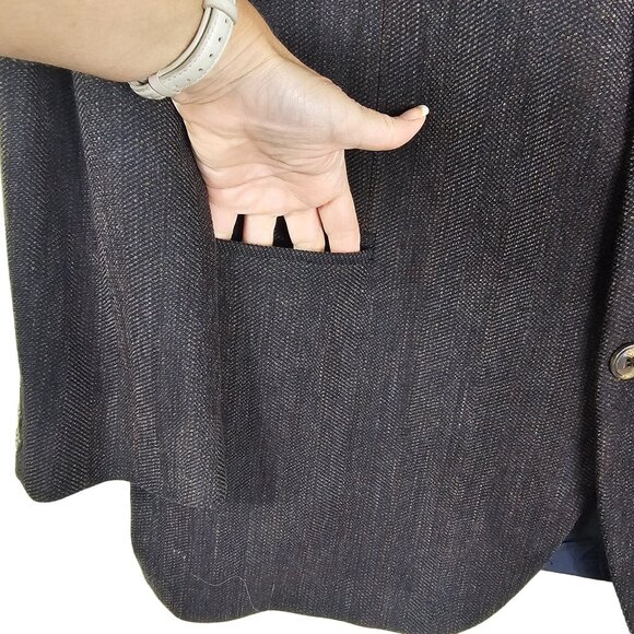 Hugo Boss Neiman Marcus Wool Blazer 46R Brown Ventless Office Quiet Luxury USA - Picture 9 of 15